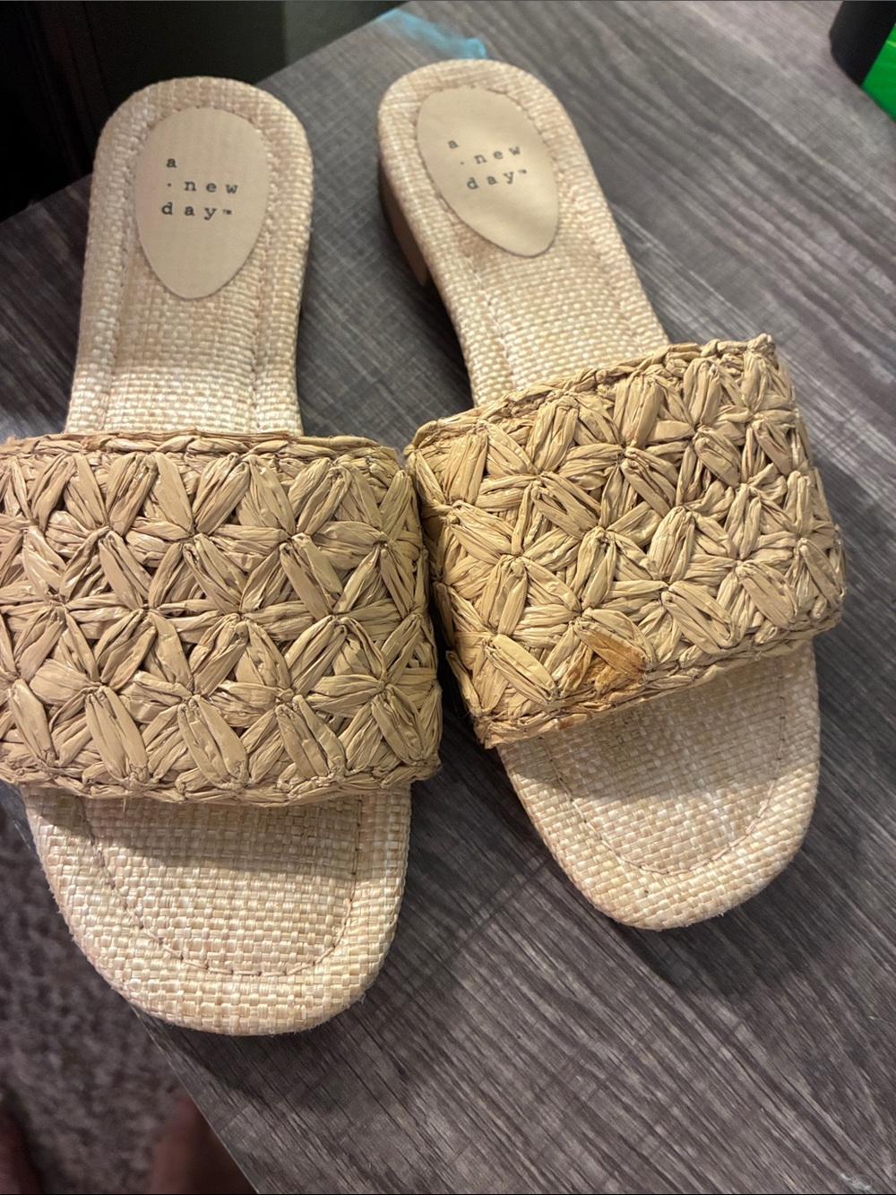 a new day Beige Woven Slide Mules